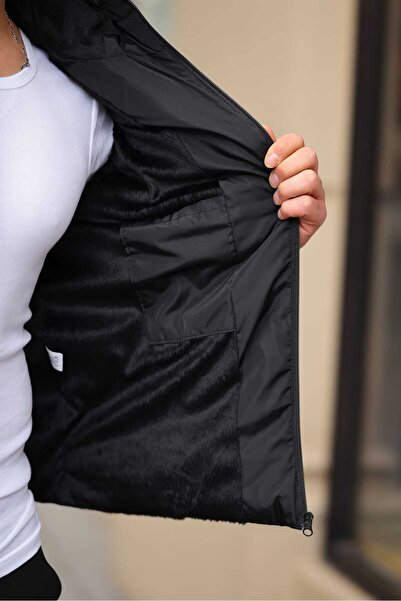 Rompasso Ανδρικό μαύρο γούνινο παλτό με κρύο αντιανεμικό που κρατά ζεστό πουπουλένιο παλτό Memori Memory