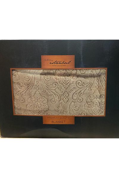 İyi Geceler İstanbul Emboss Embossed Damask Double Blanket Mink 220x240
