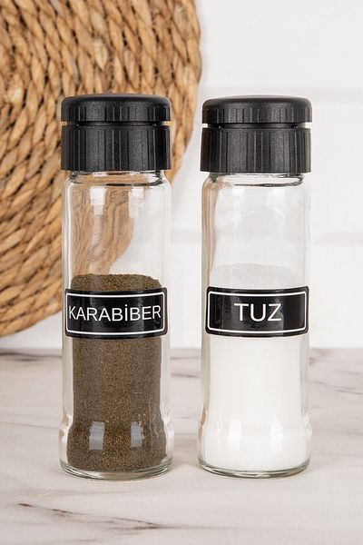 DNS HOME Set of 2 Glass Salt and Pepper Shakers Set of Spice Set Glass Salt and Pepper Shakers Set