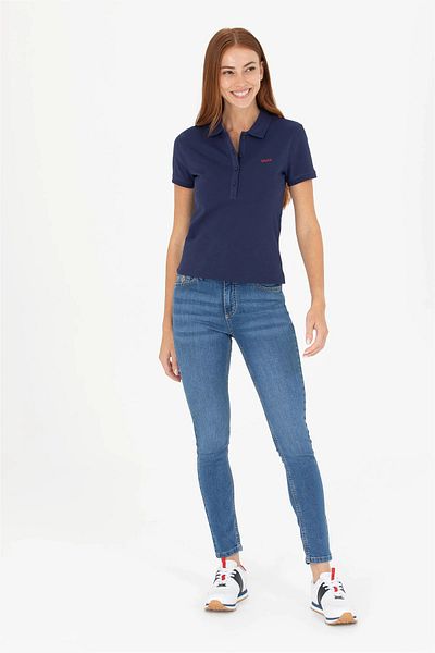U.S. Polo Assn. BAZA. Polo Assn. Tricou de damă bleumarin de bază cu gât polo