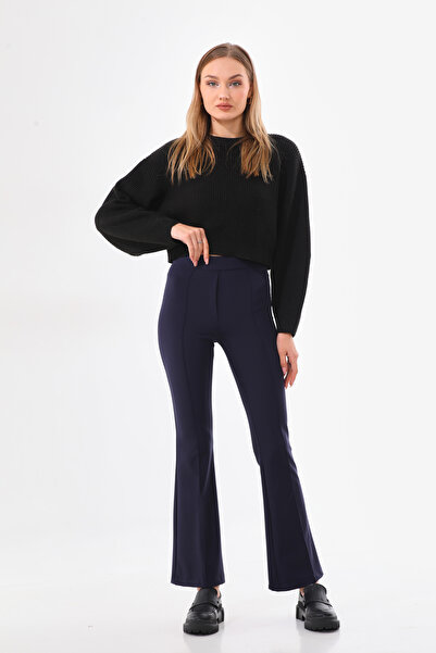 EVS WOMAN Kadın Lacivert Yüksek Bel Ispanyol Paça Tayt Pantolon