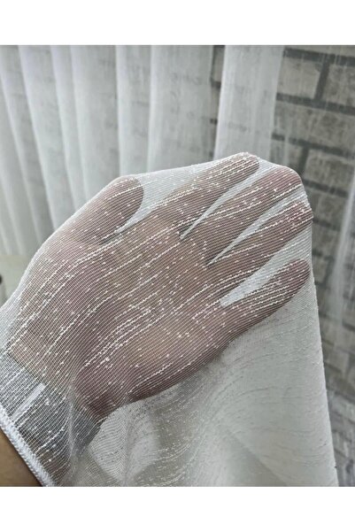 ERNGlobal Ütü İstemeyen Keten Damla Şantuk Desen Tül Seyrek Pileli 1x2 Tül Pe...