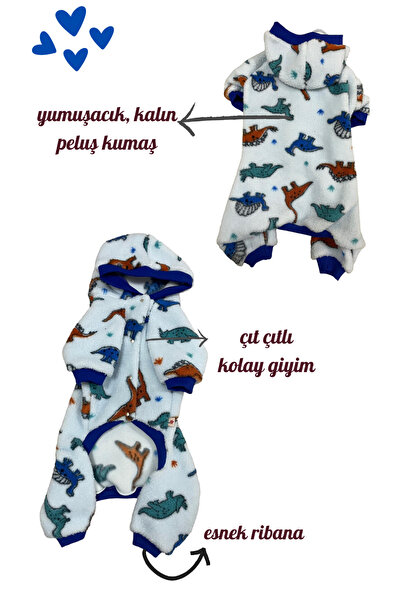 Barneystore Kedi Köpek Çıt Çıtlı Kalın Peluş Tulum