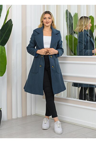 Nuseel Новий сезон двобортний комір з підкладкою Детальне довге пальто з мискою