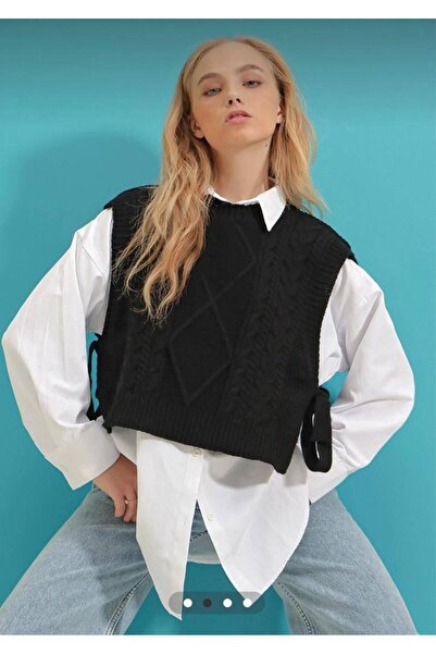 seus KADIN SEUS YANDAN BAĞLAMALI SAÇ ÖRGÜ SÜVETER