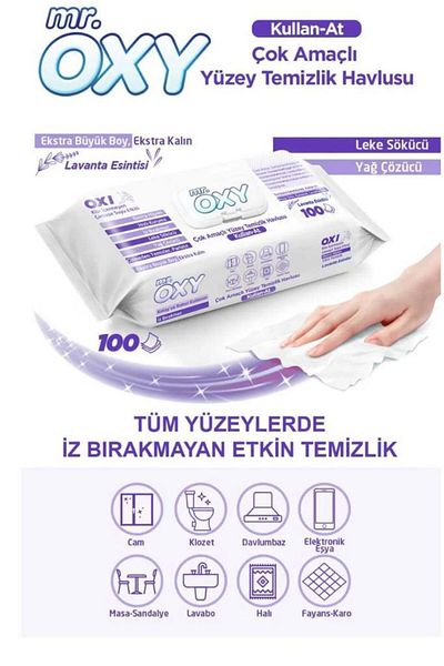 Oxy Mr. Oxy Lavender Scented Multi-Purpose Surface Cleaning Towels 1 Piece of 100