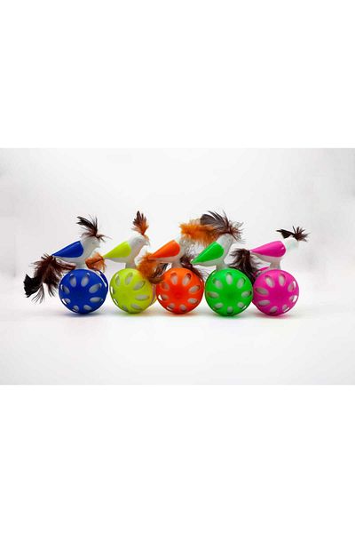 TİNEKE WHEELED UNBLEAKING BIRD CAT TOY BLUE 1 PIECE