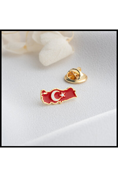 Genel Markalar 14 Ayar Altın Kaplama Türk Bayrağı Yaka Rozeti