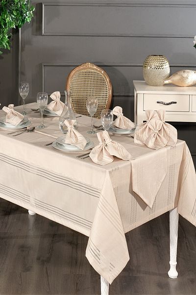 AYHANHOME Față de masă de lux cu model cu dungi Colver Slub