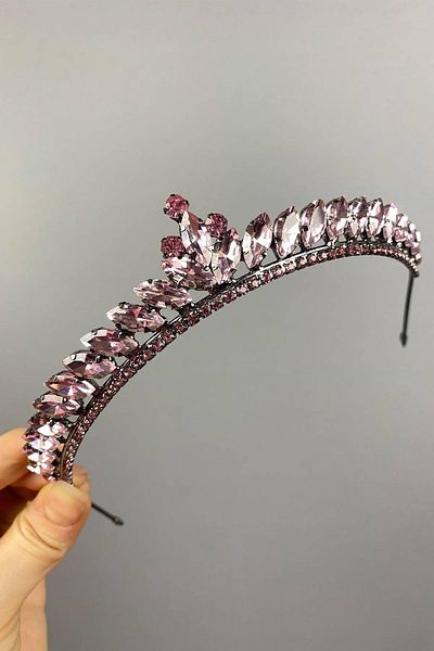 Hobigram Pink Color Thin Ilayda Model Henna and Bridal Crown – Crown, Crystal Stone, Stylish Model, Bridal Crown – Crown