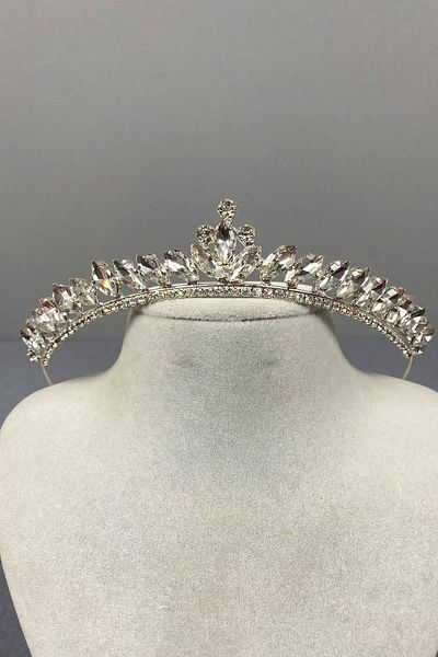 Hobigram Culoarea argintie Subtire Ilayda Model Henna și Coroana Miresei – Coroană, Piatră de Cristal, Model Elegant, Coroana Miresei – Coroană