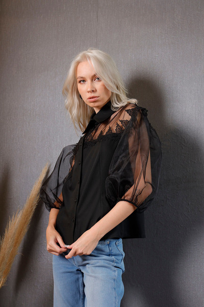 aylin yılmaz Felix Black Shirt Kruvaze Tasarım Gömlek