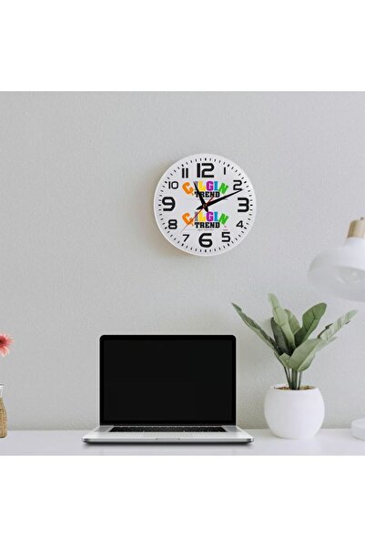 Çılgıntrend Ceas de perete din sticlă cu logo personalizat pentru companie