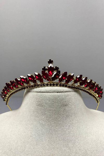 Hobigram Burgundy Gold Thin Ilayda Model Henna and Bridal Tiara – Crown, Crystal Stone, Stylish Model, Bridal Tiara – Crown –
