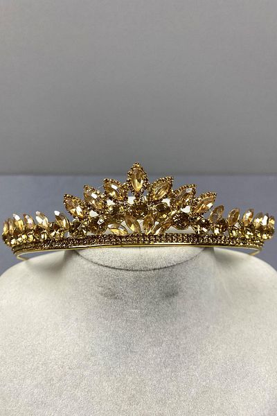 Hobigram Μέλι Χρώμα Leyla Model Henna And Bridal Crown – Κορώνα, Κρυστάλλινη Πέτρα, Κομψό Μοντέλο, Νυφικό Κορώνα, Αξεσουάρ Μαλλιών