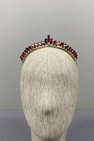 Hobigram Burgundy Gold Thin Ilayda Model Henna and Bridal Tiara – Crown, Crystal Stone, Stylish Model, Bridal Tiara – Crown –