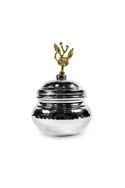 ANTEPSEPETİ Silver Plated Hammered Copper Sugar Bowl