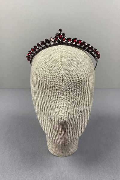 Hobigram Culoarea Bordeaux Subțire Ilayda Model Henna și Coroana Miresei – Coroană, Piatră de Cristal, Model Elegant, Coroana Miresei – Coroană