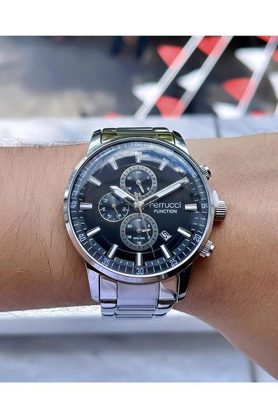 Ferrucci Men's Multifunctional Metal Band Wristwatch