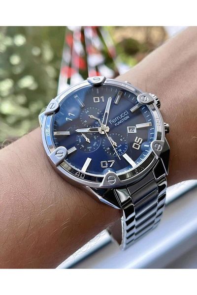 Ferrucci Men's Multifunctional Metal Band Wristwatch