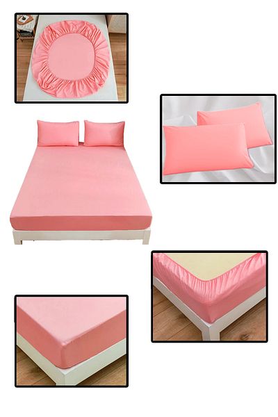 NUTEX Single/Double 100% Cotton Eco-Friendly Sheet and Pillow Set - Pink (100X200)