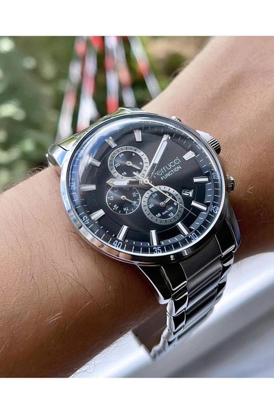 Ferrucci Men's Multifunctional Metal Band Wristwatch