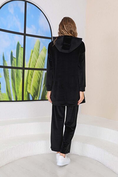 WestBound Γυναικείο ΜΑΥΡΟ βελούδινο βελούδινο καθημερινό σετ δύο τεμαχίων