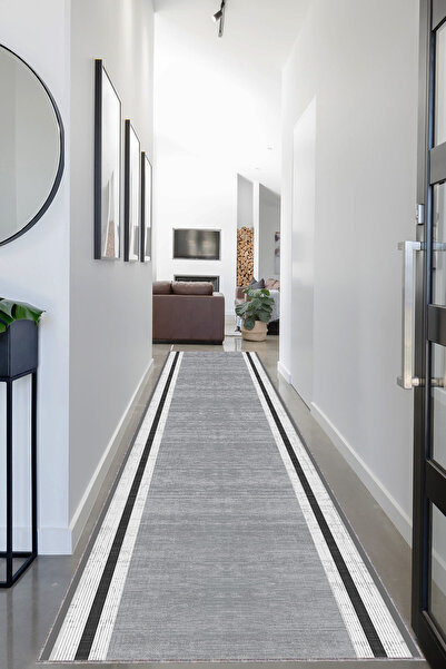 Viva Home Gri Özel Ölçülü Kaymaz Tabanlı Kesme Rulo Yolluk Mutfak Hol Antre H...