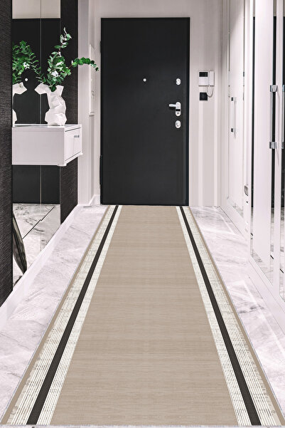 Viva Home Bej Özel Ölçülü Kaymaz Tabanlı Kesme Rulo Yolluk Mutfak Hol Antre H...