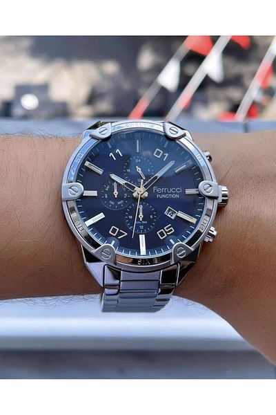 Ferrucci Men's Multifunctional Metal Band Wristwatch
