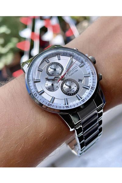 Ferrucci Men's Multifunctional Metal Band Wristwatch
