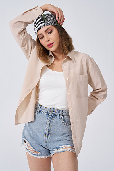 GİYSA Γυναικείο πουκάμισο Terry Cotton με μία τσέπη