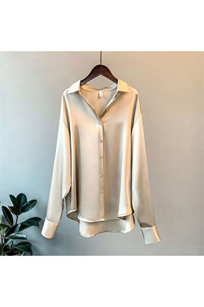 atn store Boby Silk - %100 Ipek Oversize Kadın Gömlek