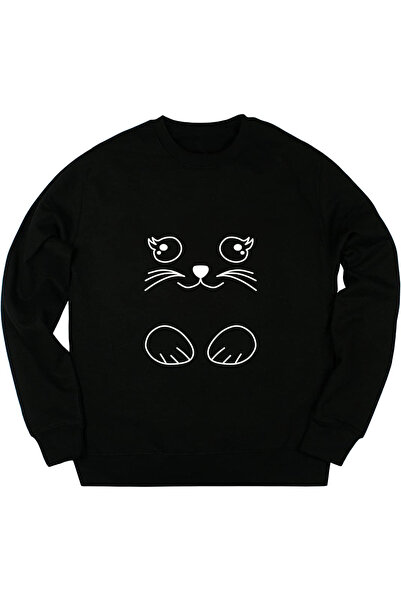 ZEMLİYA Hanorac negru unisex Vonix cu imprimeu pisică