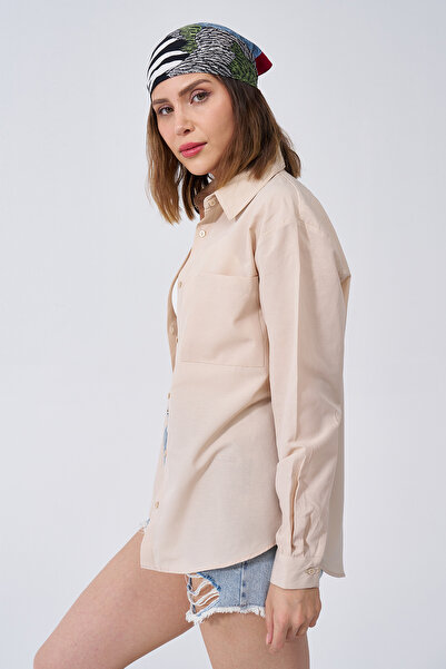 GİYSA Γυναικείο πουκάμισο Terry Cotton με μία τσέπη