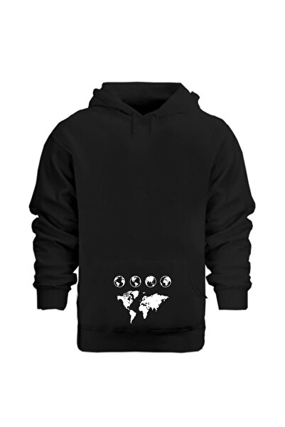 ZEMLİYA Φούτερ με στάμπα χάρτη Vonix και κουκούλα, oversized