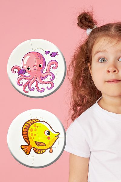 Sim Tasarım SimKids Sea Creatures Themed 2+ Jigsaw Puzzle Puzzle Care-Developing Intelligence Game
