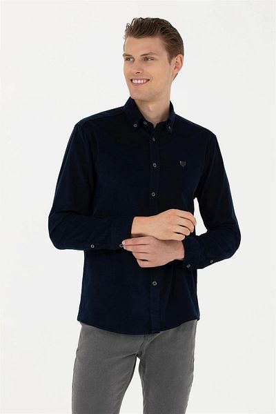 U.S. Polo Assn. Ανδρικό πουκάμισο Navy Blue μακρυμάνικο G081SZ004.000. 1686750 .VR033