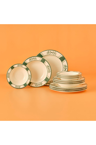 Bella Maison Grace Stoneware 12 Parça 4 Kişilik Yemek Takımı Yeşil