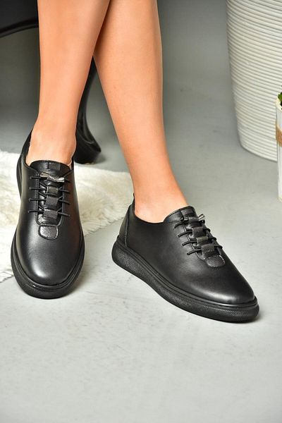 Fox Shoes P555461003 Μαύρα Αθλητικά Γυναικεία Αθλητικά Παπούτσια από γνήσιο δέρμα