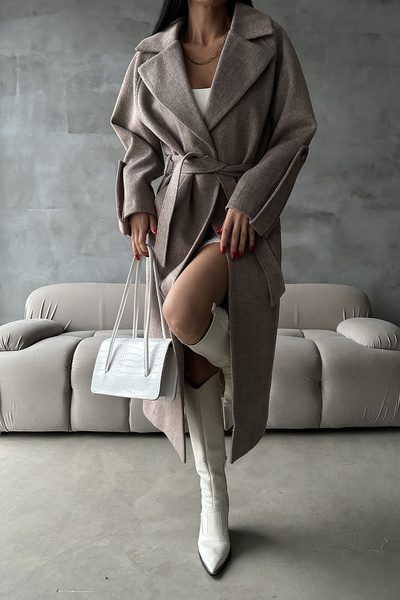 Ortaya Çık Μπεζ παλτό Premium Stash με μανσέτα