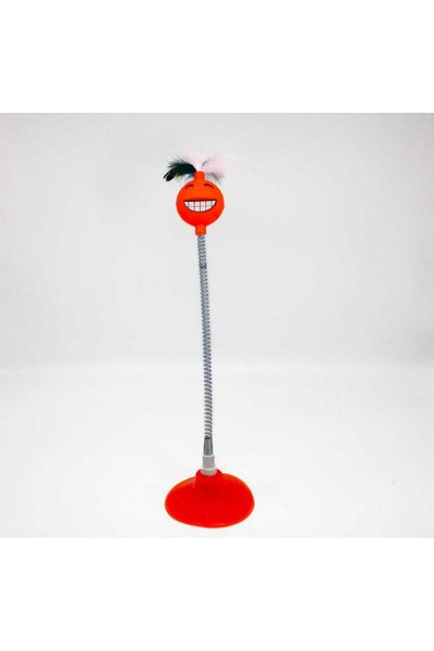 TİNEKE 1 PIECE OF SMILE FACE CAT TOY ORANGE WITH HOLDER