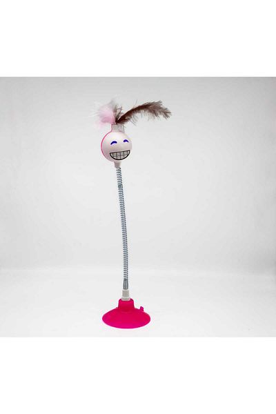 TİNEKE SMILING FACE CAT TOY WITH SPRING WITH SUCTION Cup PINK 1 PIECE