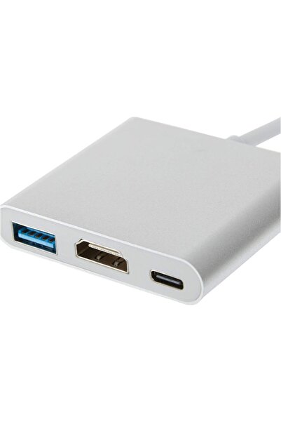 Blue Wings 3 In 1 Type-c To Hdmı Usb 3.0 Çevirici Dönüştürücü Adaptör 4k (TAB...