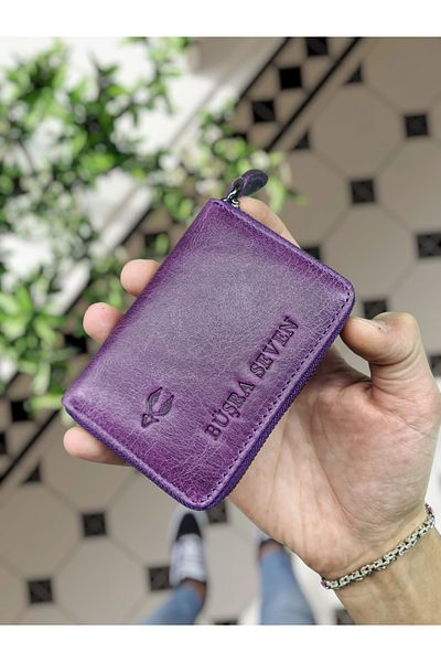 VİSSO 661 Real Leather Zippered Accordion Card Holder Model Women Men Use Leather Bag