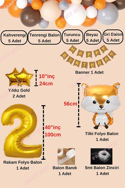 Party City Σετ γιορτής γενεθλίων με μπαλόνι με θέμα Fox Age 2