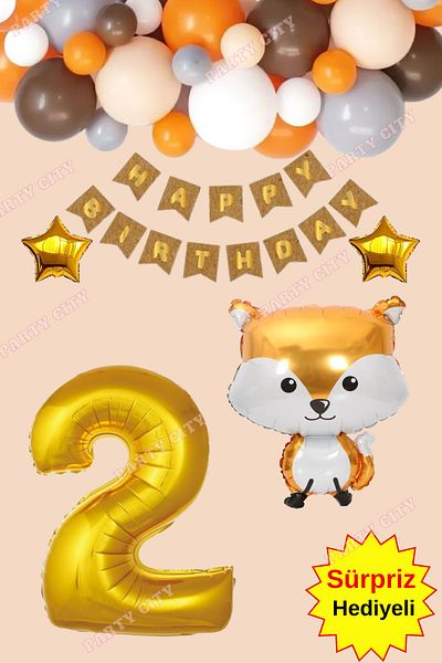 Party City Σετ γιορτής γενεθλίων με μπαλόνι με θέμα Fox Age 2