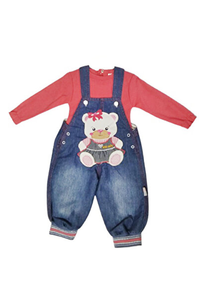 CEBECİ TİCARET Kız Bebek Alt Üst Takım Pembe Üst Altı Kot Askılı Yumoşlu