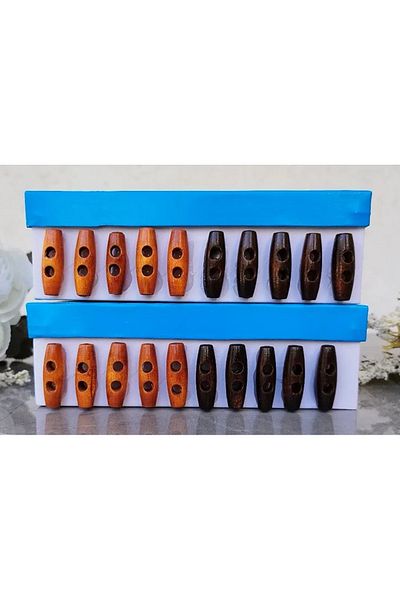hobim42 NATURAL WOODEN HERD BUTTON 5 PIECES LIGHT BROWN 5 PIECES DARK BROWN TOTAL 10 PIECES (SIZE:3CM)