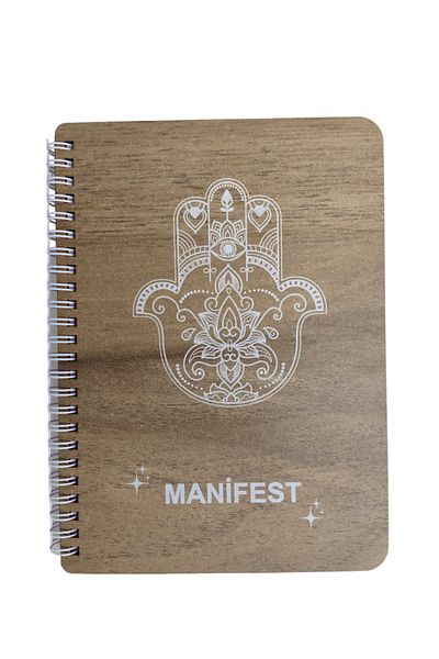 hepenuygun Wooden Covered Vision Board Paneled Stickered Manifest Notebook